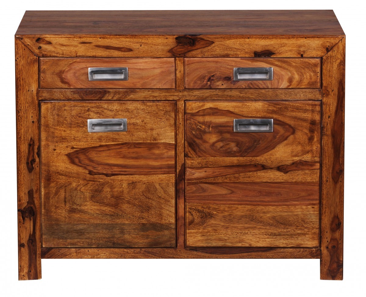 FineBuy Sideboard Massivholz Sheesham Kommode 90 cm 2 ...